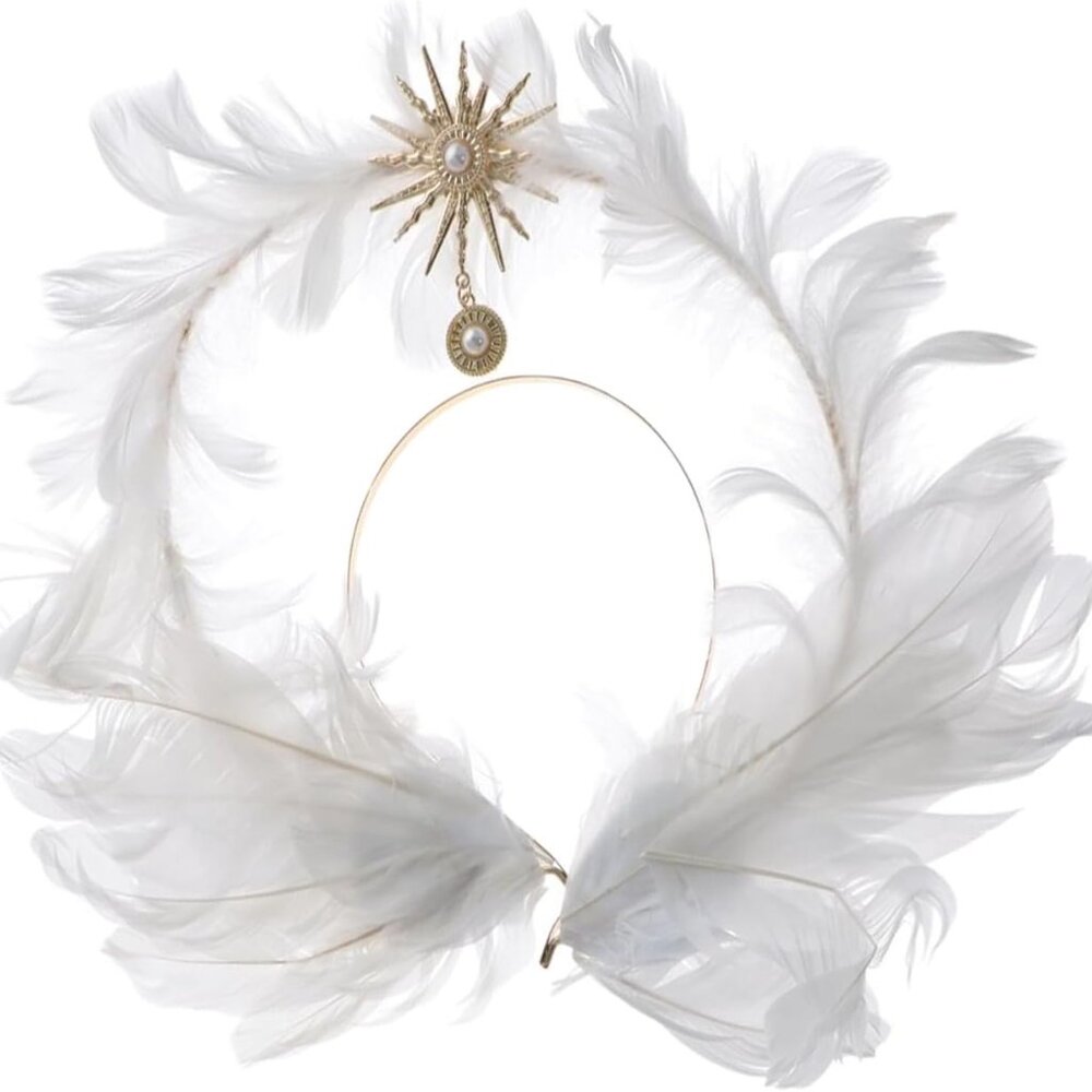 Feather Headband Angel Wings Head band Goddess Headband Sun Star Halo Crown Hair